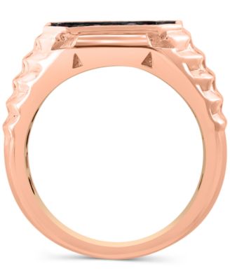 EFFY&reg; Men's Ruby Cluster Ridge Texture Ring (1-1/20 ct. t.w.) in 14k Rose Gold-Plated Sterling Silver