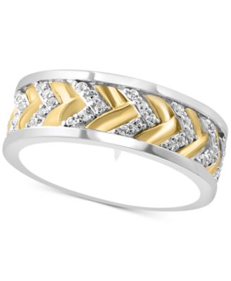 EFFY Collection - Men's Black Spinel Chevron Band (1-1/20 ct. t.w.) in Sterling Silver (Also in White Topaz)