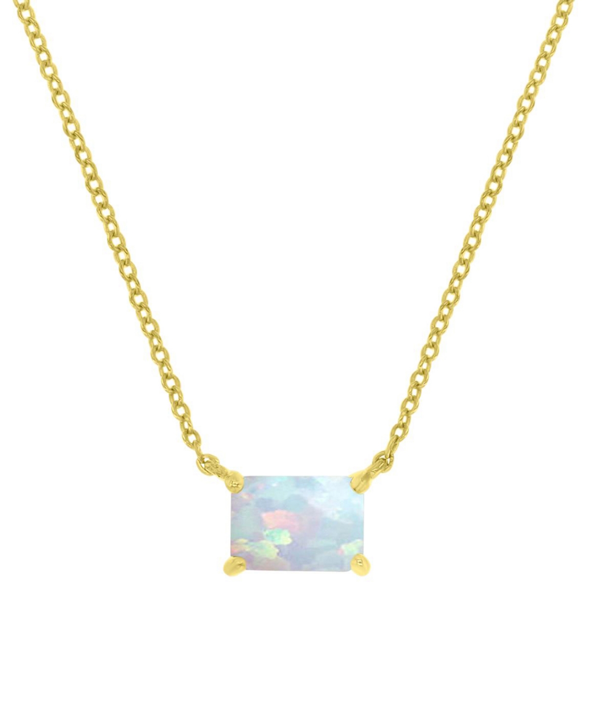 MACY'S LAB-GROWN OPAL RECTANGLE CUT SOLITAIRE 18" PENDANT NECKLACE (1 CT. T.W.) 