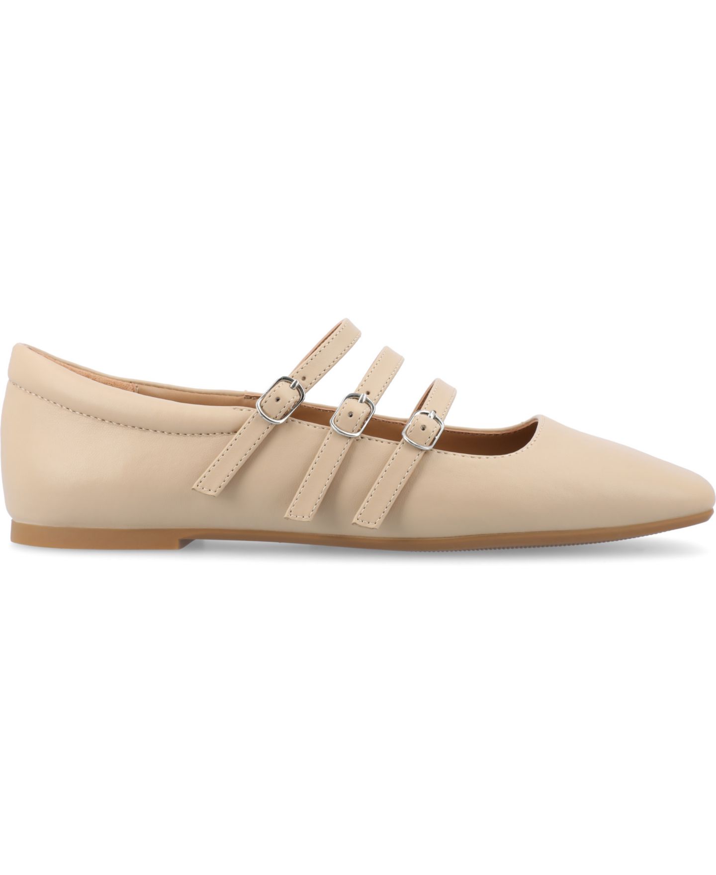Женские балетки Journee Collection Darlin Multi Strap Mary Jane Square Toe Flats, цвет: Телесный — фото 2