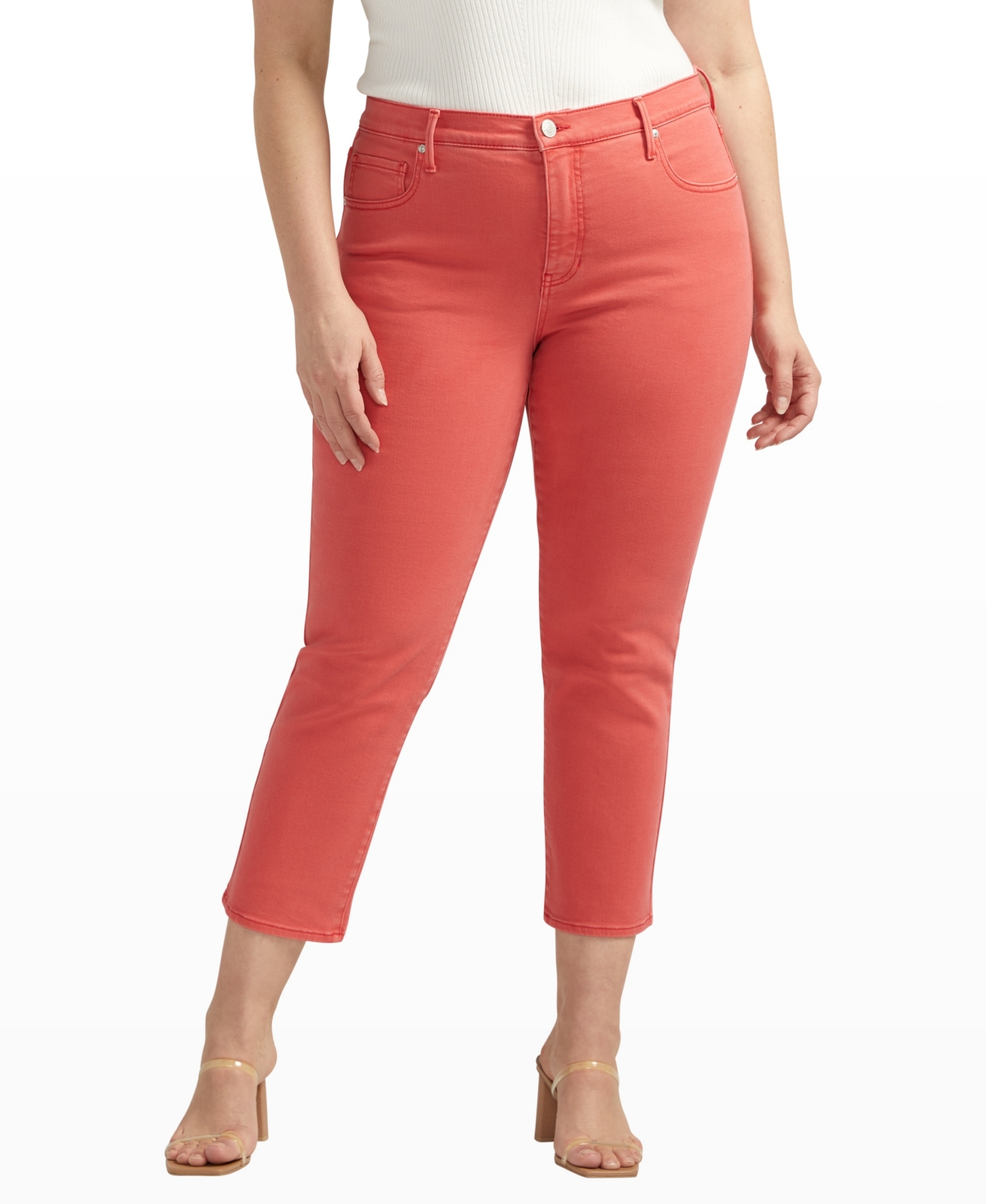 Jag Plus Size Cassie Mid Rise Cropped Pants In Salsa
