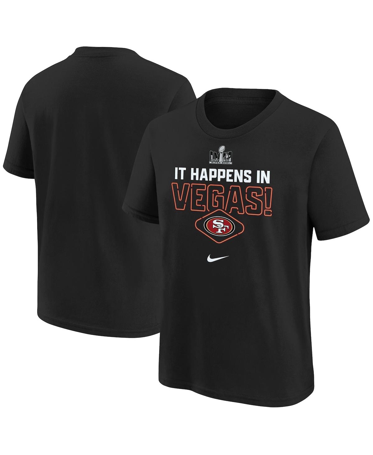Shop Nike Big Boys  Black San Francisco 49ers Super Bowl Lviii Team Logo Lockup T-shirt