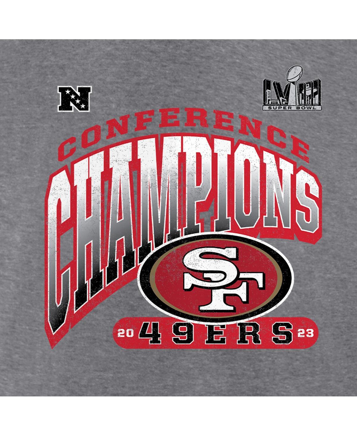 Shop Fanatics Women's  Heather Gray San Francisco 49ers 2023 Nfc Champions Hail Mary Tri-blend 3/4-sleeve