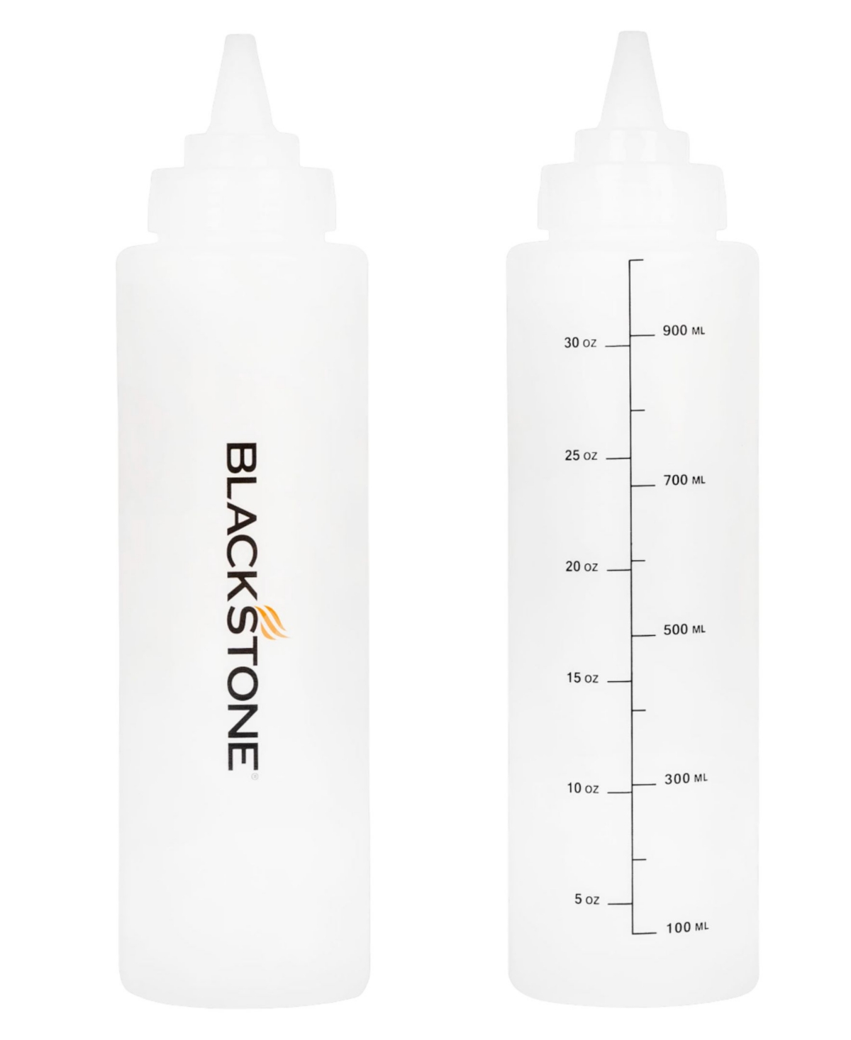 Plastic Bottle Set, 32 oz - Clear with Black Writing on Bottle