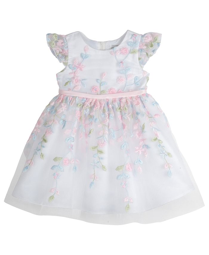 Rare Editions Baby Girls Floral Embroidered Mesh Social Dress with ...