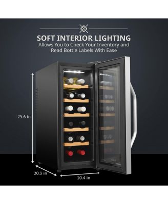 12-Bottle Freestanding Thermoelectric Wine Cooler - Stainless Steel