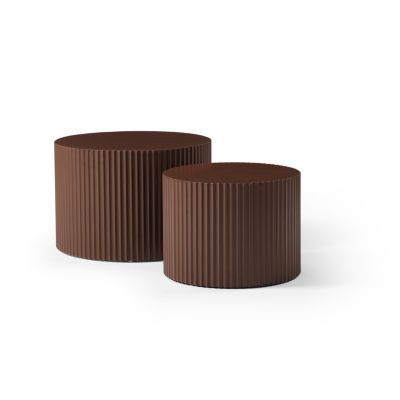 2-Piece Brown MDF Nesting Table Set