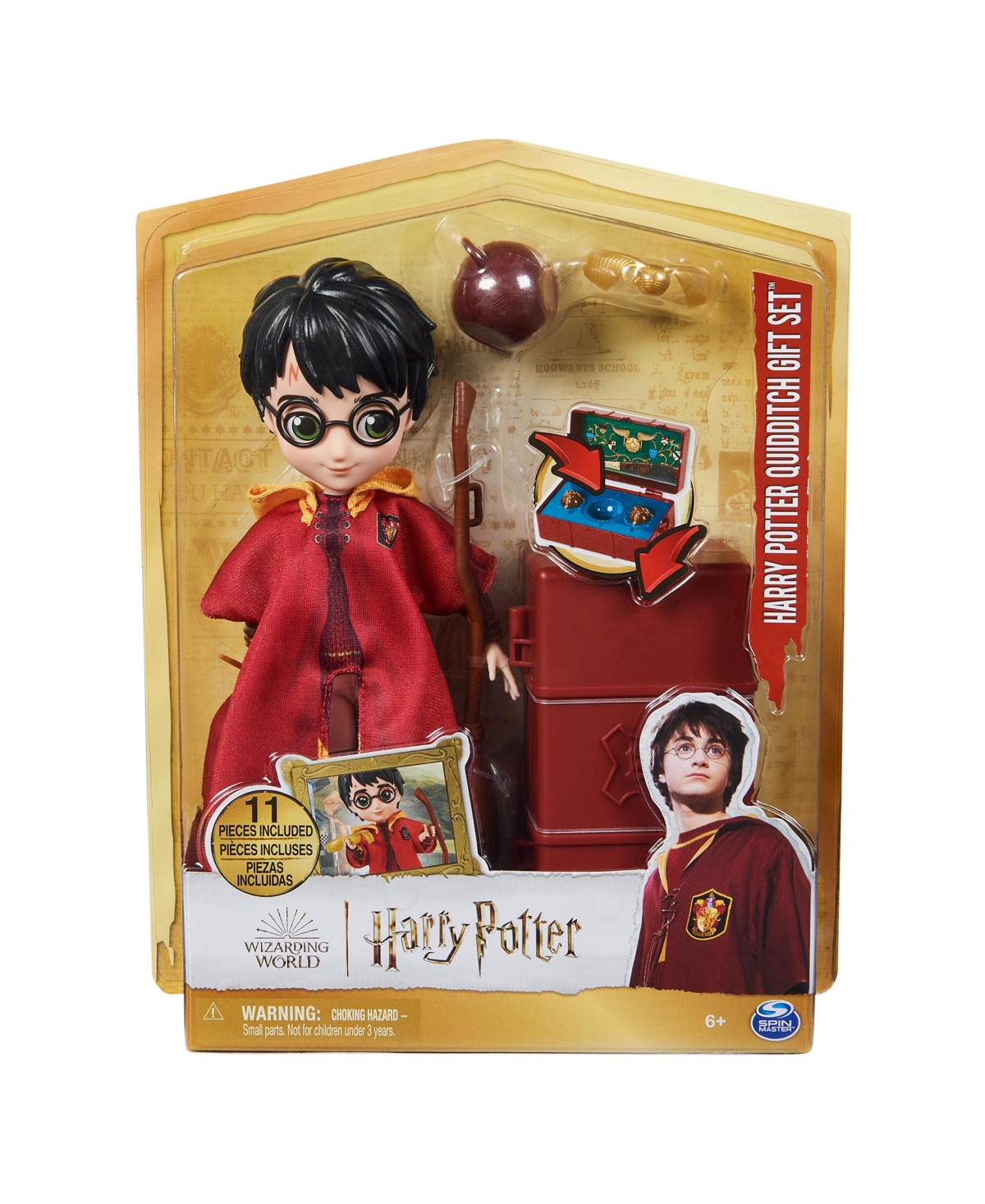 Wizarding World Harry Potter, 8" Harry Potter Quidditch Doll Gift Set With Robe And 9 Doll Accessories, 11 Pieces In Multi-color