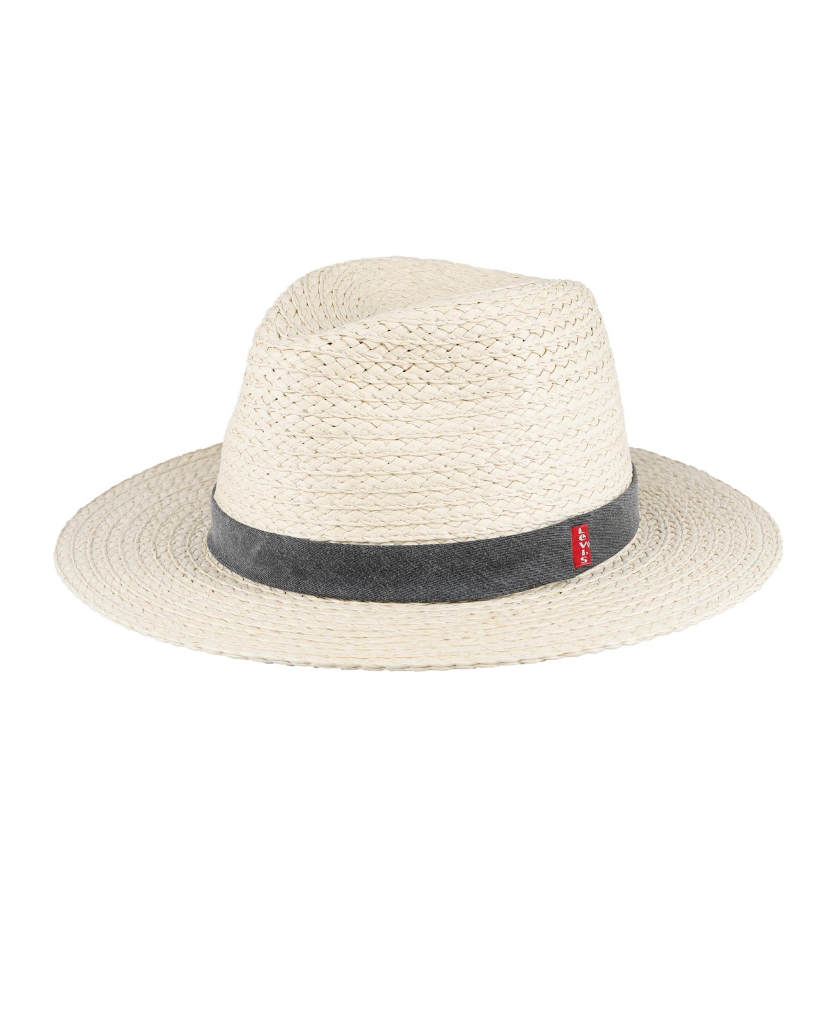 Men's Straw Panama Hat with Denim Washed Band - Natural, Black