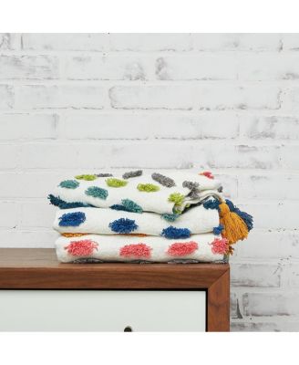 Vaughan Polka Dot Tassel Cotton Throw Blanket, 50" x 60"
