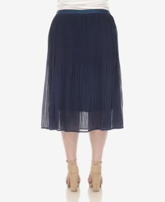 Plus Size Pleated Chiffon Midi Skirt