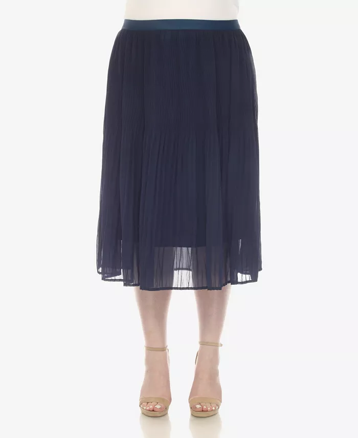 Plus Size Pleated Chiffon Midi Skirt - thumbnail 5