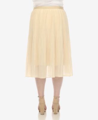 Plus Size Pleated Chiffon Midi Skirt