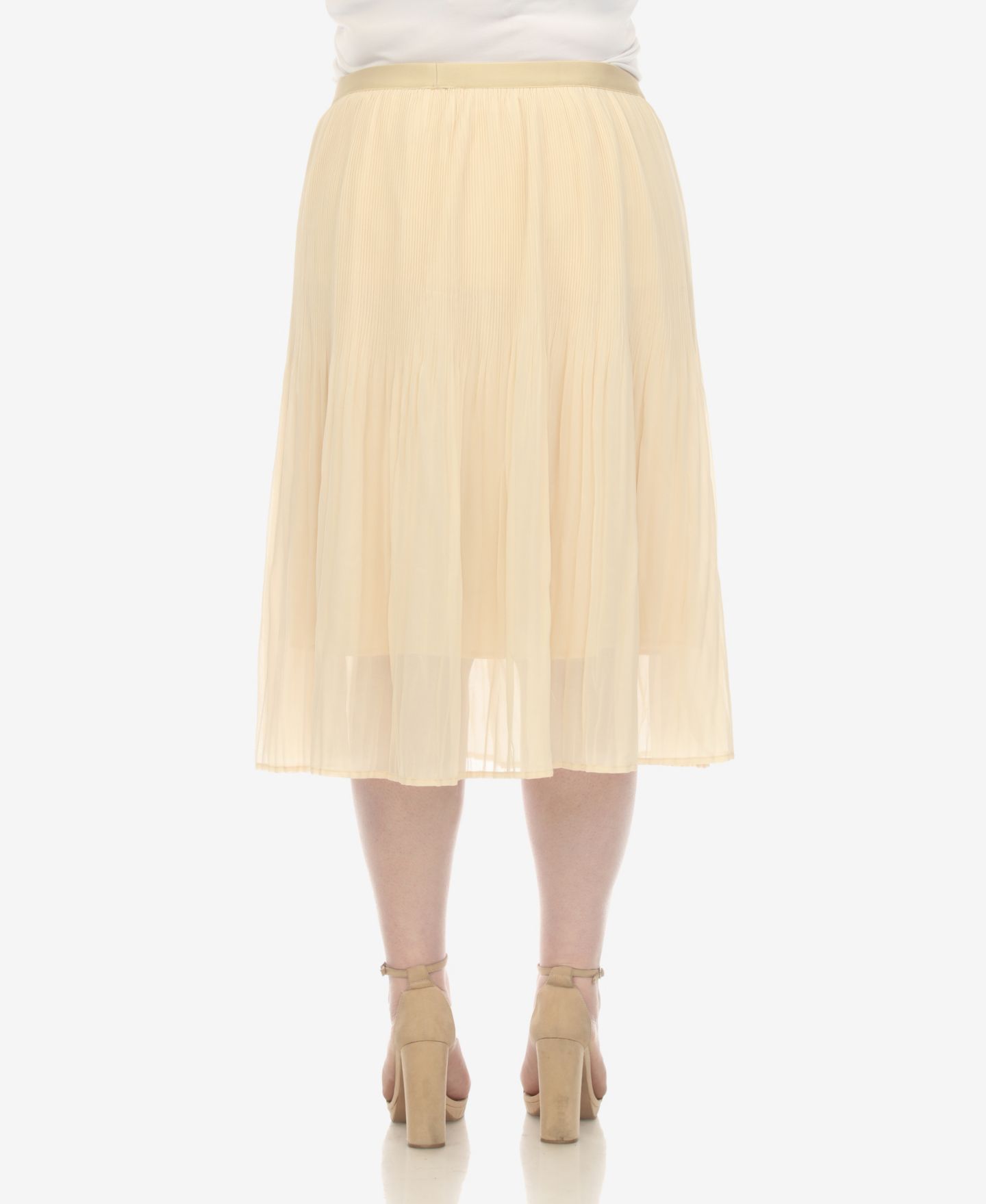 Женская юбка White Mark Plus Size Pleated Chiffon Midi, цвет: Бежевый — фото 2
