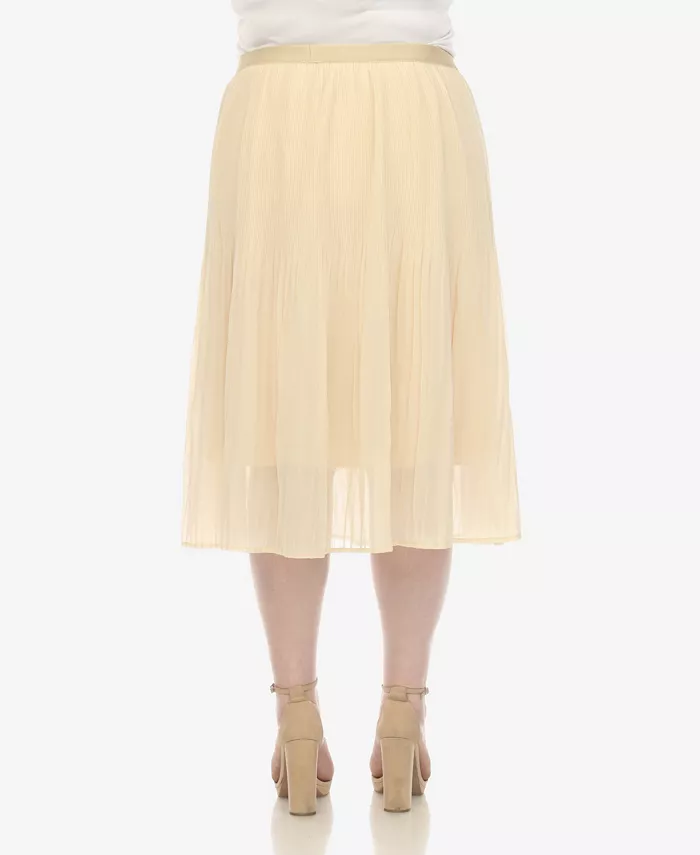 Plus Size Pleated Chiffon Midi Skirt - thumbnail 10