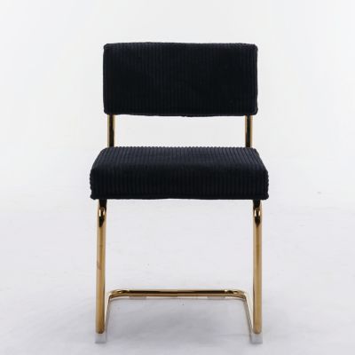 2 Modern Black Corduroy Dining Chairs