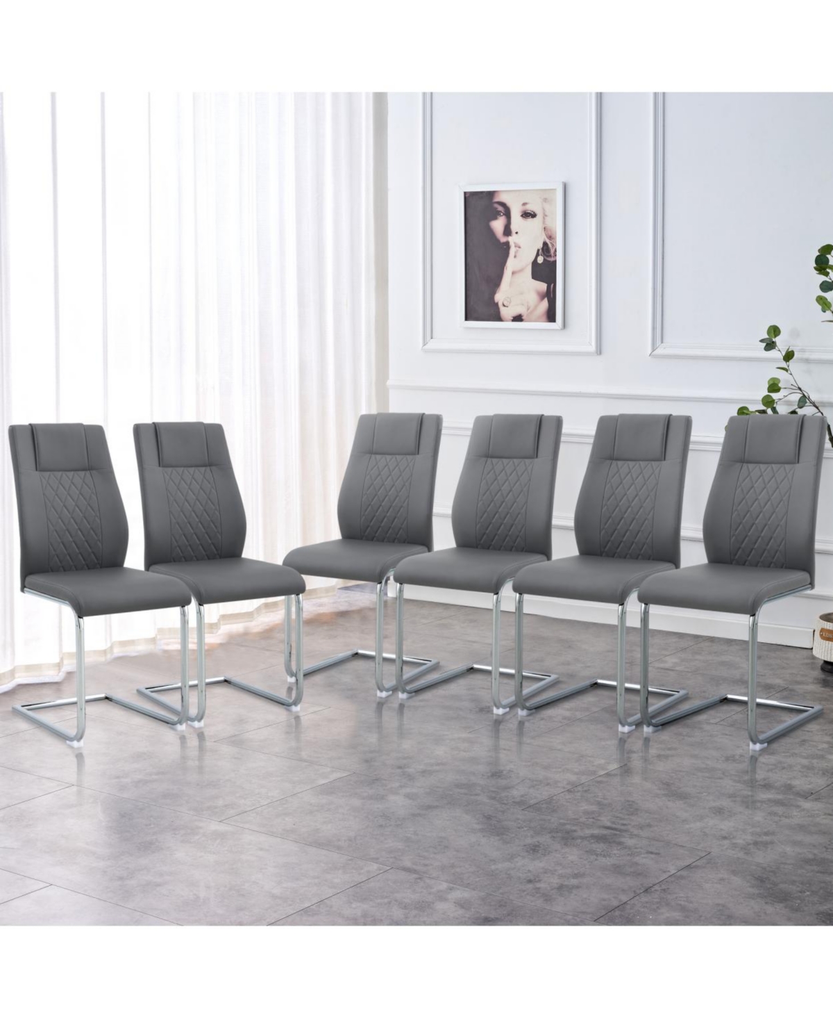 Modern Dining Chairs with Faux Leather Padded Seat Dining Living Room Chairs Upholstered Chair with Metal Legs Design for Kitchen, Living, Bedroom, Di