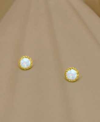 Lab-Grown Opal Rope Frame Screw Back Stud Earrings (1/5 ct. t.w.)