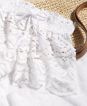Miken Juniors' Scalloped Lace Cover-Up Shorts, Created for Macy's