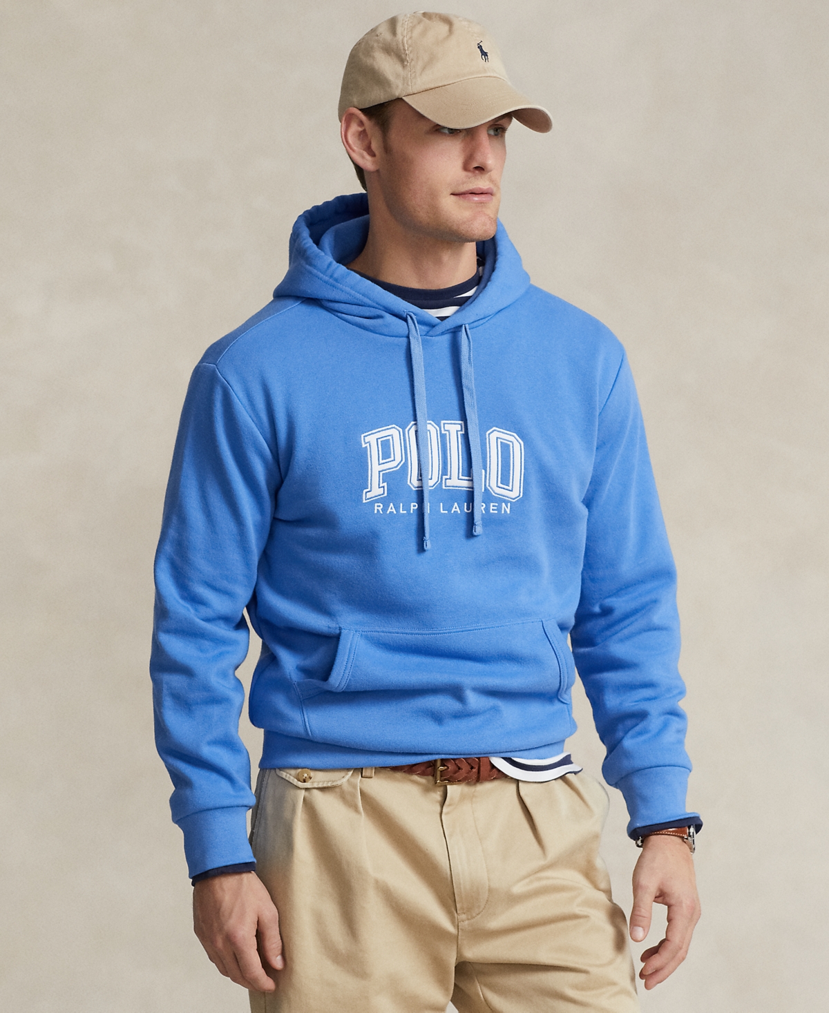 Shop Polo Ralph Lauren Men's Logo Fleece Hoodie In New England Blue