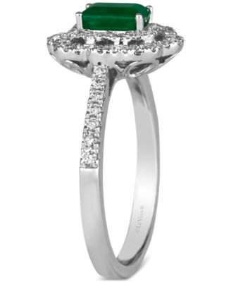 Costa Smeraldas Emeralds (3/8 ct. t.w.) & Vanilla Diamond (1/3 ct. t.w.) Halo Ring in Platinum