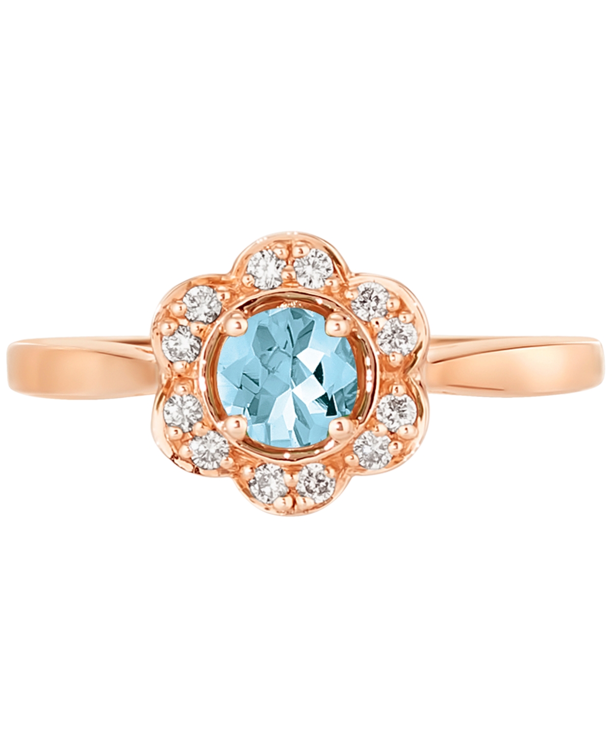 Shop Le Vian Blueberry Sapphire (1/3 Ct. T.w.) & Vanilla Diamond (1/8 Ct. T.w.) Flower Halo Ring In 14k Rose Gold In No Color
