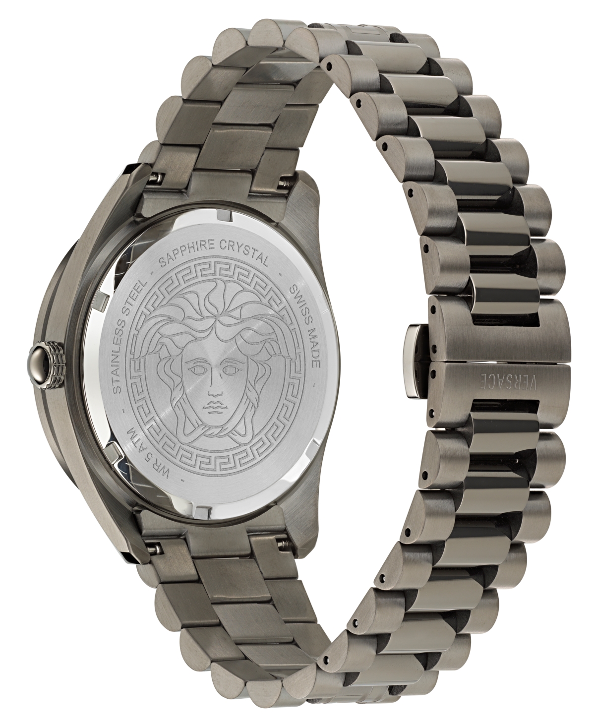 Shop Versace Men's Swiss Black Ion Plated Stainless Steel Bracelet Watch 42mm