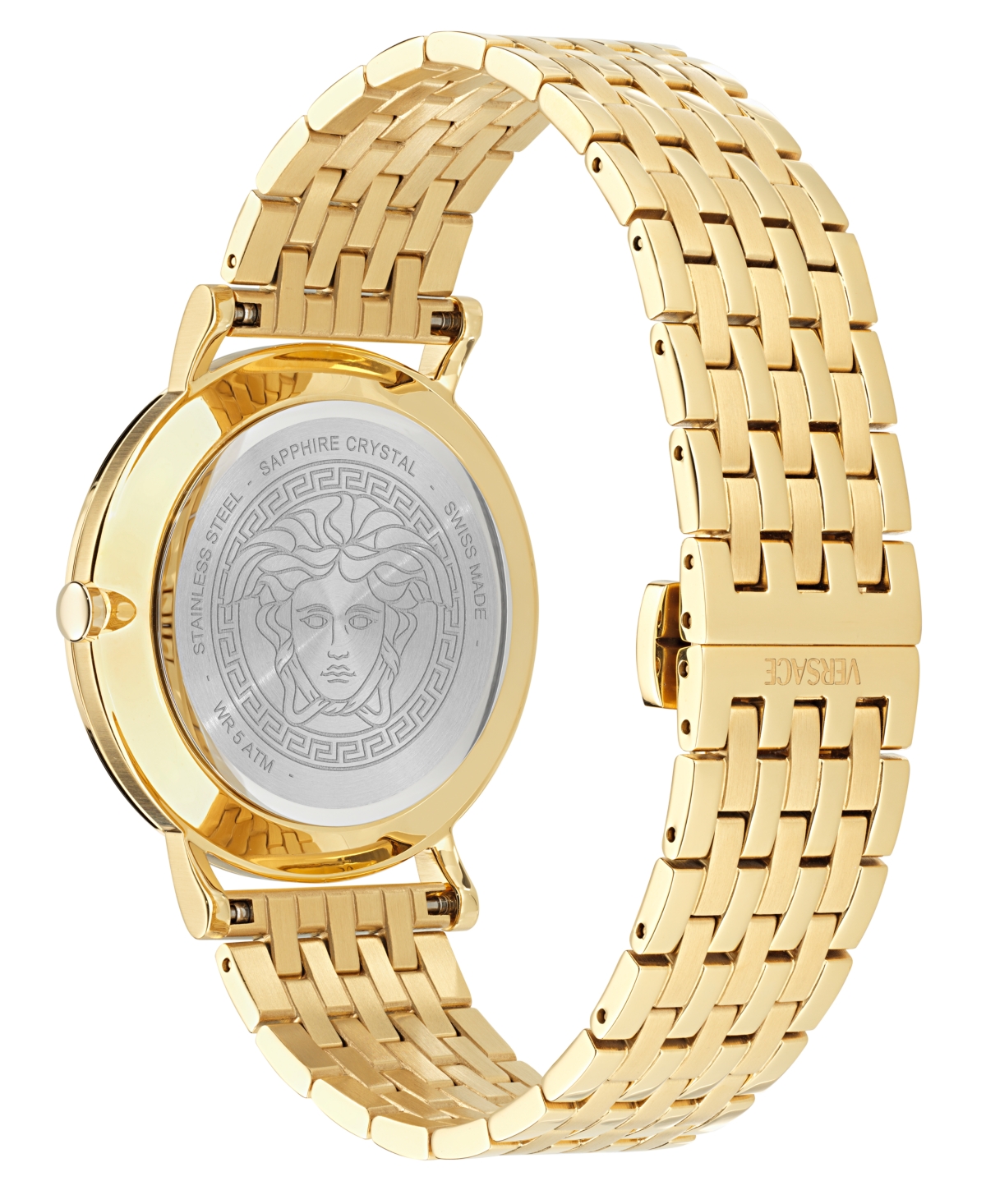 Shop Versace Unisex Swiss Gold Ion Plated Stainless Steel Bracelet Watch 40mm