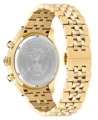 Men's Swiss Chronograph Gold Ion Plated Stainless Steel Bracelet Watch 44mm