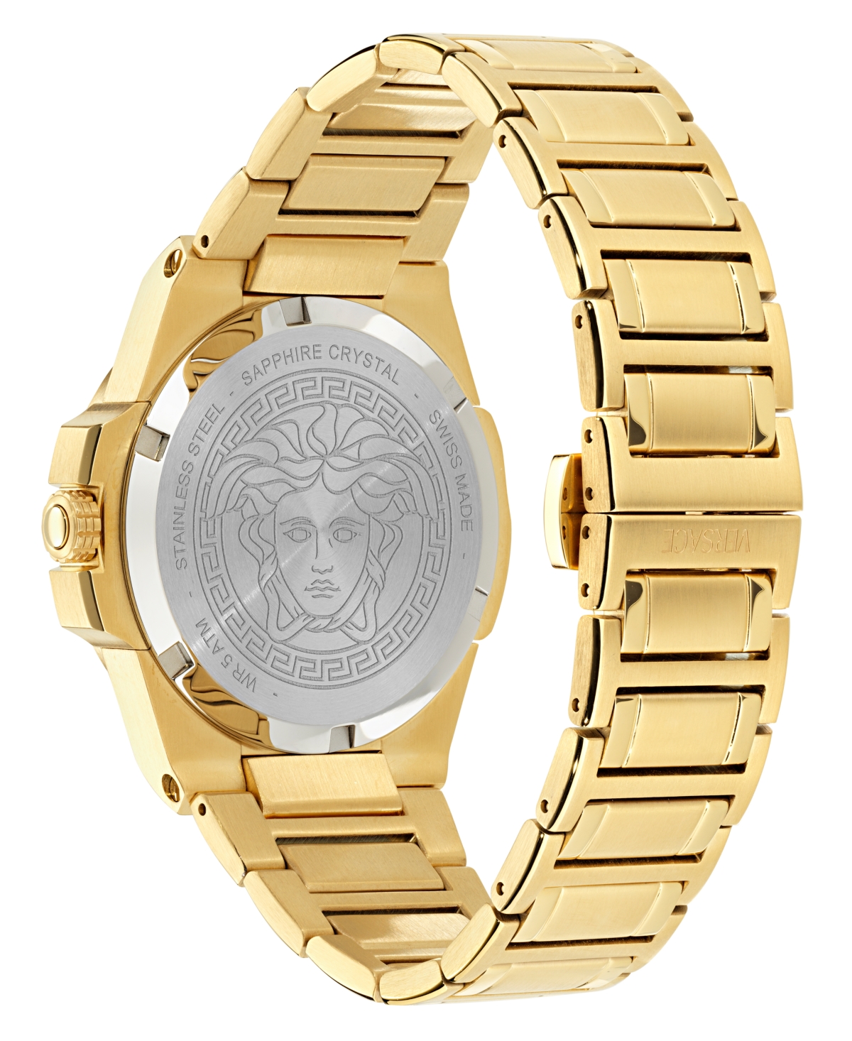 Shop Versace Women's Swiss Gold Ion Plated Stainless Steel Bracelet Watch 37mm