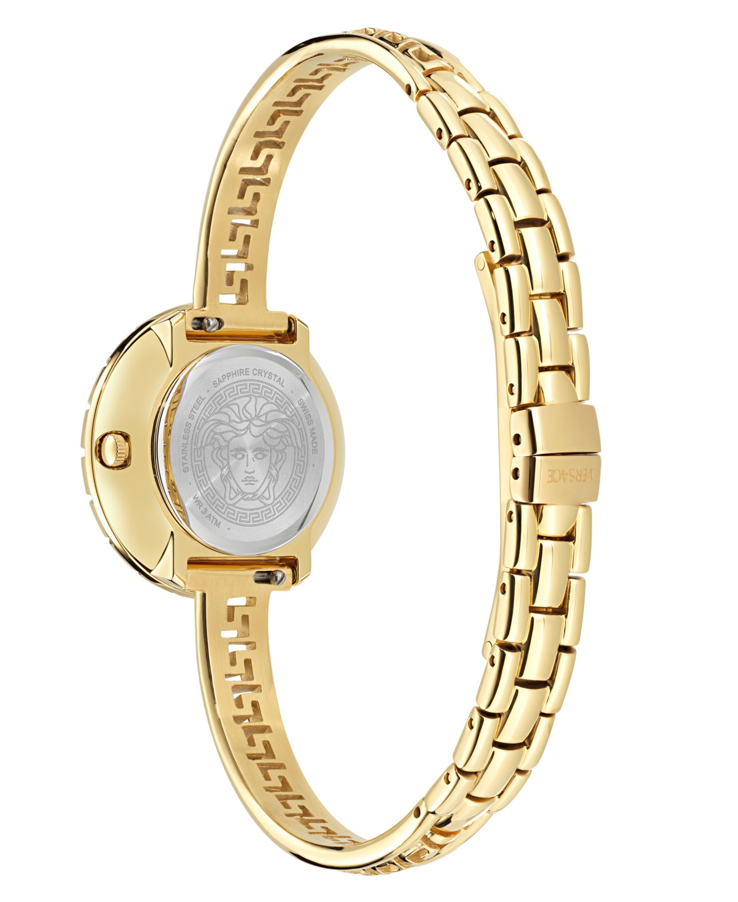 Женские часы Versace Swiss Gold Ion Plated Stainless Steel Bangle Bracelet Watch 28mm — фото 3