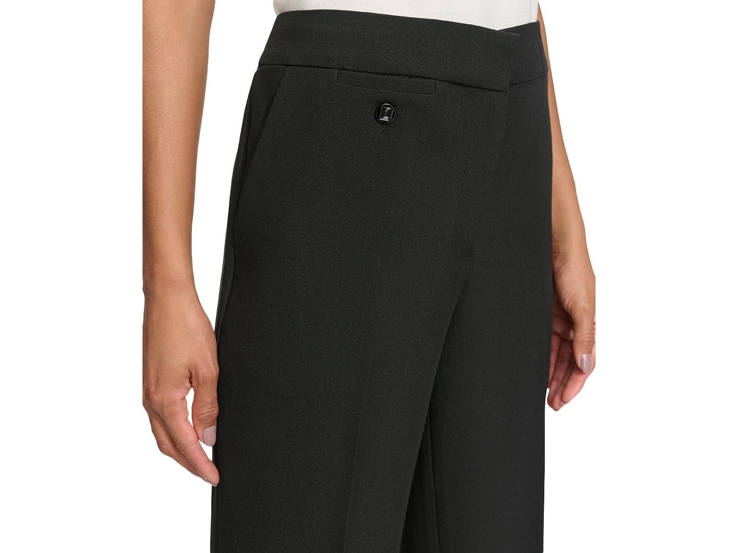 Женские брюки KARL LAGERFELD PARIS Mid-Rise Crease-Front Bootcut, цвет: Чёрный — фото 4