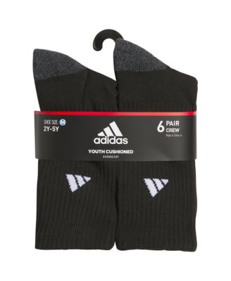Boys Youth Athletic Cushioned Crew Socks, Pack of 6