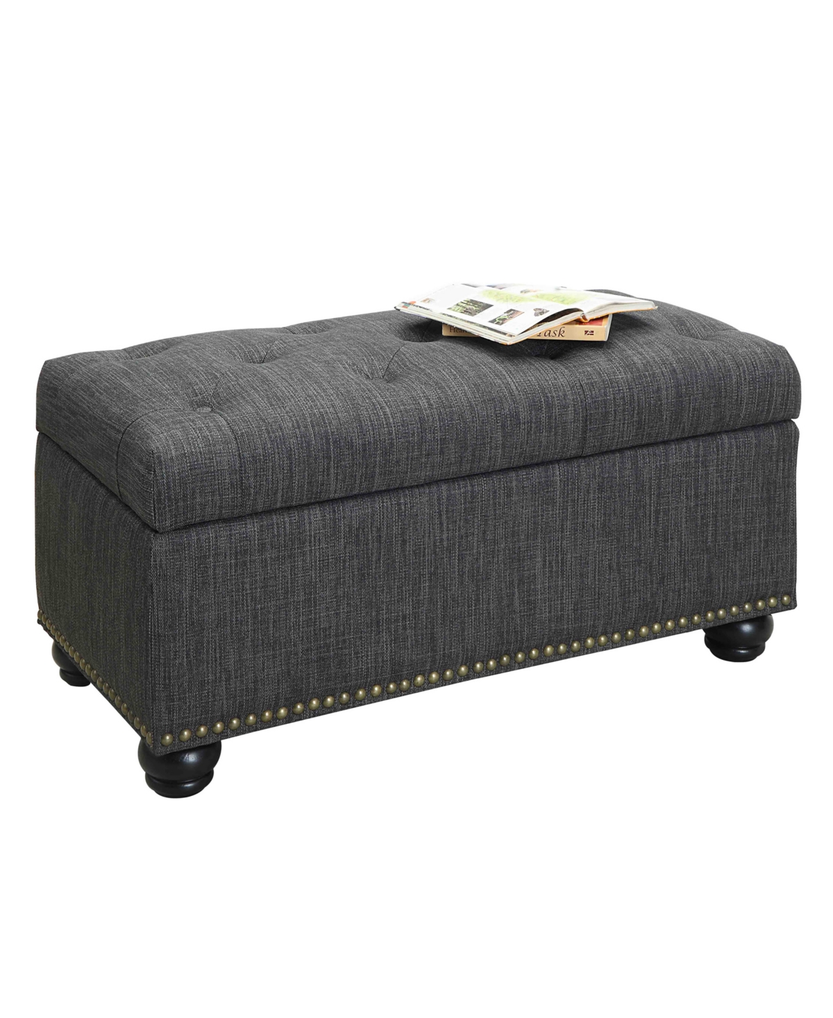 Convenience Concepts Faux Linen 7th Avenue Storage Ottoman