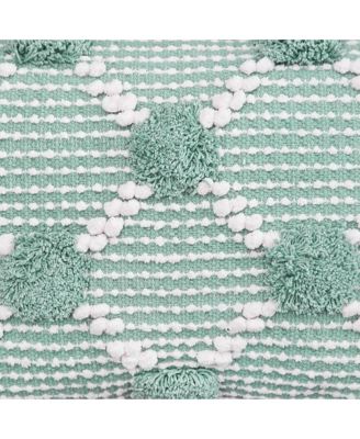 Josie Surf Pillow, 14" x 22" Green Rectangle Soft Woven Pillow For Couch Sofa Bed Chair Cotton