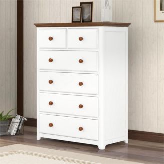 Rustic Wooden Chest With 6 Drawers, Storage Cabinet For Bedroomnatrual ...