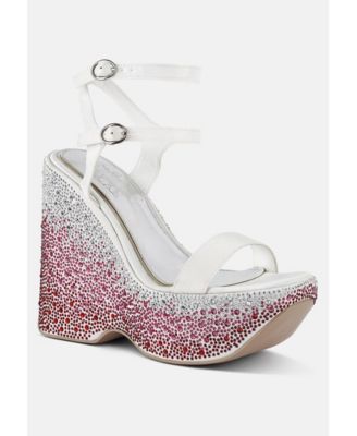 richness rhinestones embellished ultra high wedge sandals