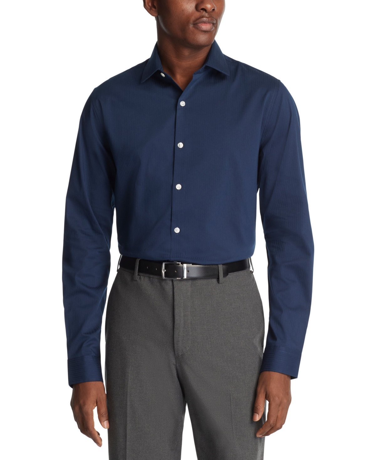 Kenneth Cole Reaction Men's Slim-fit Flex Stretch Dress Shirt In Navy