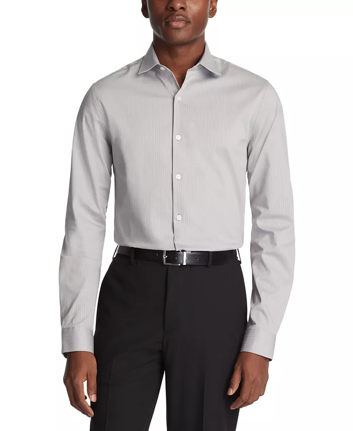 Men's Slim Fit Tonal Stripe Dress Shirt