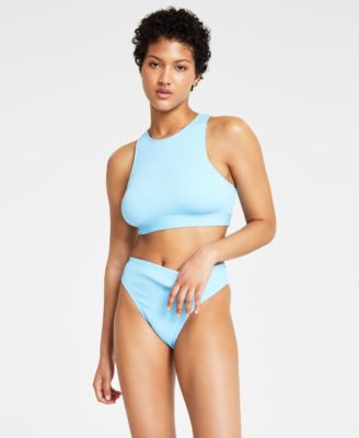 Shop Nike Womens Essential High Neck Bikini Top Bottoms In Bicoastal