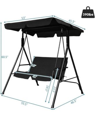 2 Person Weather Resistant Canopy Swing for Porch Garden Backyard Lawn