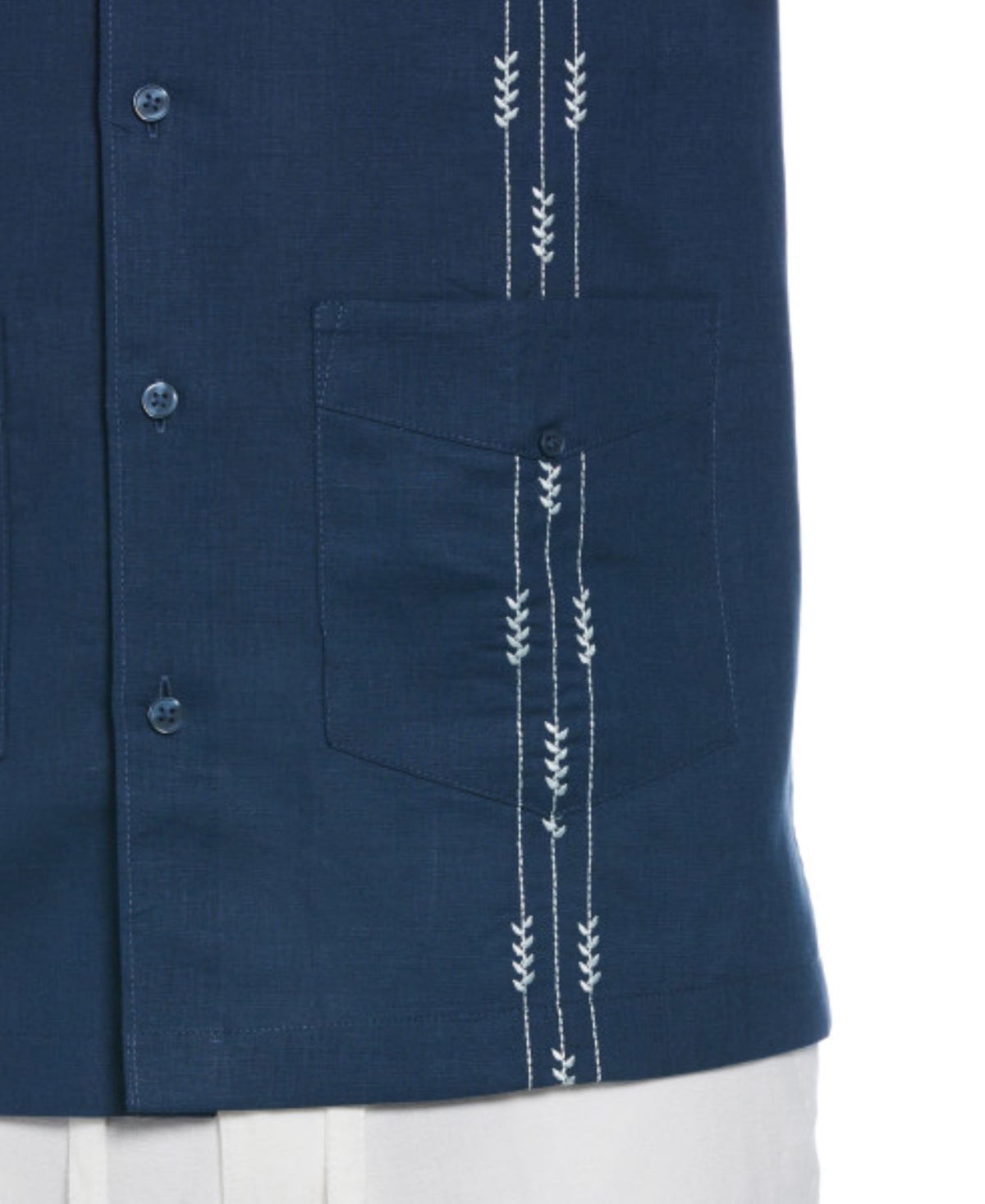 Shop Cubavera Men's Short Sleeve Leaf Linen Blend Embroidered Guayabera Button-front Shirt In Titan