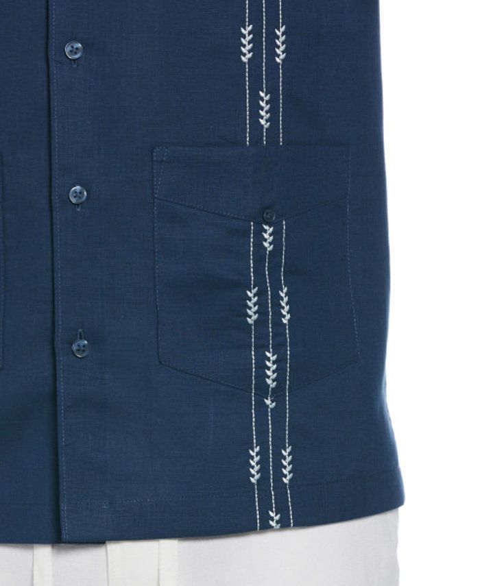 Men's Big and Tall Classic Guayabera Shirt Short Sleeve in Bright White, Size 3X, 100% Linen
