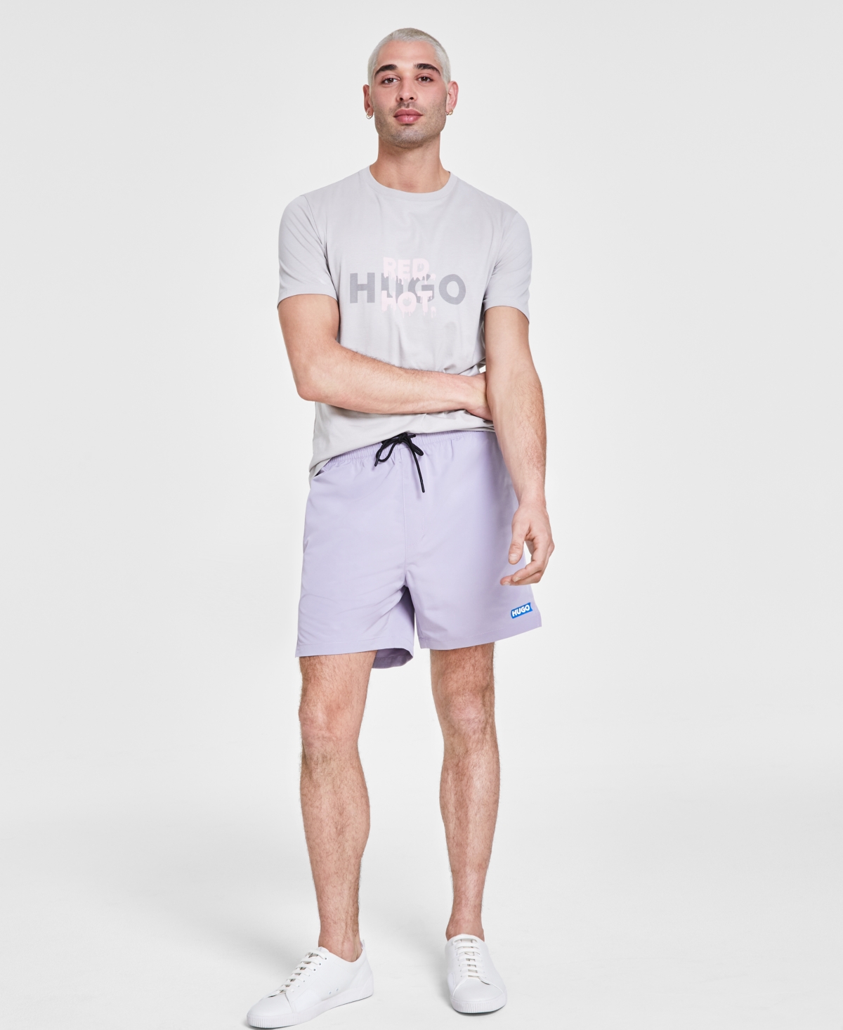 Shop Hugo Boss Hugo By  Men's Logo Shorts In Open Prple