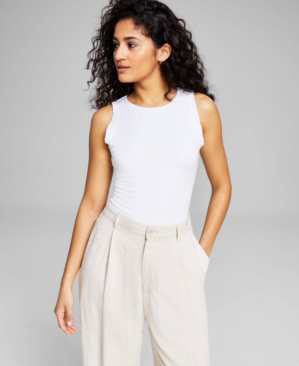 Shop And Now This Women's Crewneck Sleeveless Bodysuit, Created For Macy's In Bright White