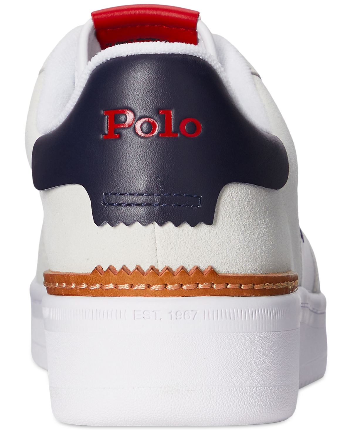 Shop Polo Ralph Lauren Men's Masters Court Suede-leather Sneaker In White,navy,red
