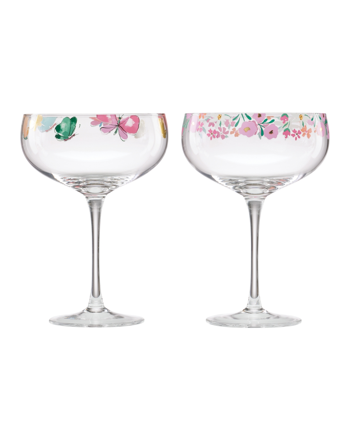 Shop Cambridge 10 oz Floral Brights Coupe Glasses, Set Of 2 In Multi
