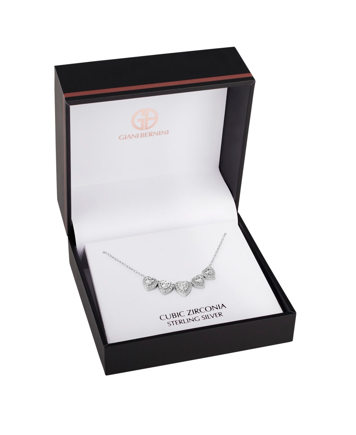 Giani Bernini Pave Cubic Zirconia 5 Heart Necklace in Sterling Created for Macy's - Silver