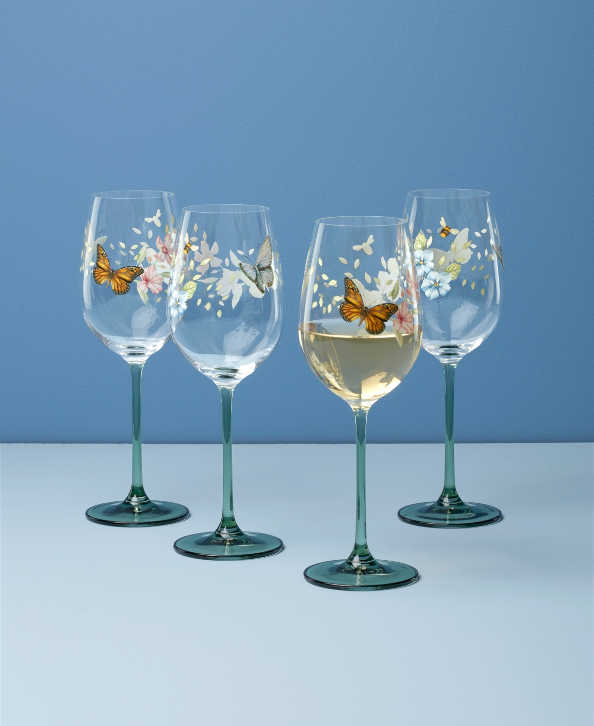 LENOX BUTTERFLY MEADOW WINE GLASSES, SET OF 4 