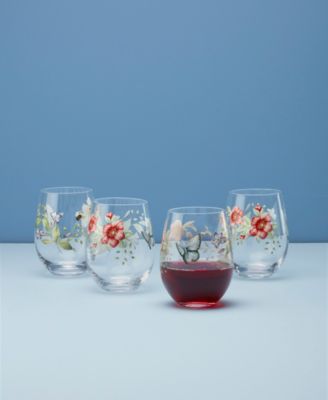 Butterfly Meadow Stemless Wine Glasses, Set of 4